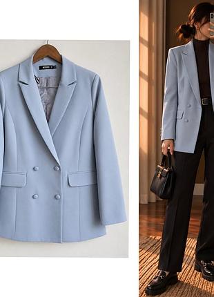 Блакитний двобортний жакет missguided | елегантний блейзер