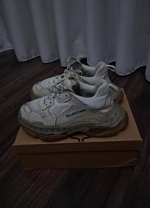 Кросівки balenciaga triple s clear sole white beige (37 розмір), баленсіага тріпл с