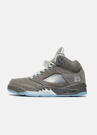 Nike air jordan 5 retro wolf grey | сірі замшеві високі кросівки | 39, 45