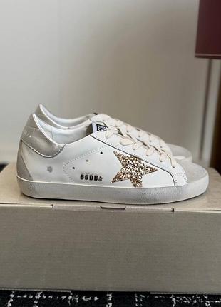 Женские белые кеды золотая звезда голден гус супер стар golden goose super star ggdb