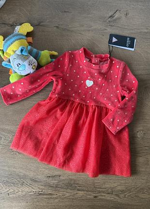 Червона дитяча сукня з довгим рукавом та пишною спідницею guess