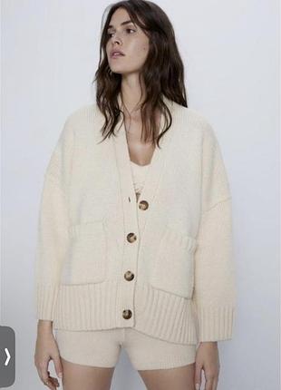 Жіночий кардиган светр zara молочного кольору, розмір s-m