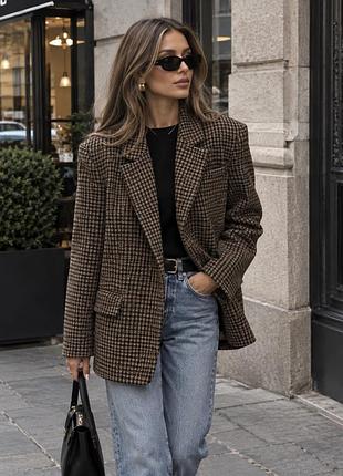 Жіночий піджак zara в клітинку, коричневий
