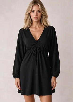 Сукня чорна 🖤 фактурна жата тканина 👗 yours limited collection ✨ з куліскою оверсайз батал l-3xl 48-54