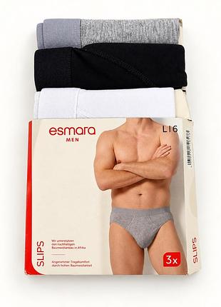 Труси чоловічі esmara men сліпи, набір 3 шт., сірий, чорний, білий, бавовна, еластан