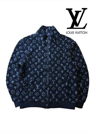 Флісова куртка louis vuitton monogram / чорне пухнасте зіп-худі луї віттон monogram (l-xl)