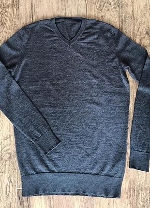 Шерстяной пуловер calvin klein v-neck размер l (54) свитер шерсть свитер шерсть
