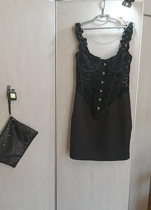 Коротка сукня жіноча prettylittlething корсетного типу чорна