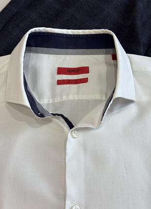 Чоловіча біла сорочка hugo hugo boss slim fit (easy iron), розмір xl (43/17)
