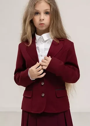 Пиджак школьная форма лидер, helena school, р. 140, бордовый