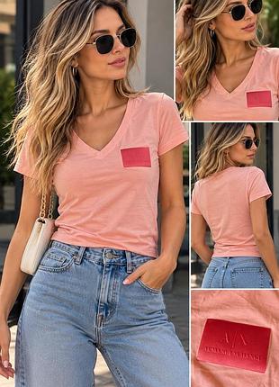 Жіноча футболка armani exchange a|x, персиково-рожева, з логотипом, розмір m