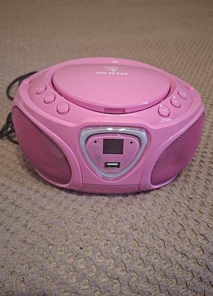 Портативний бумбокс auna roadie cd / bluetooth / usb / fm (рожевий)