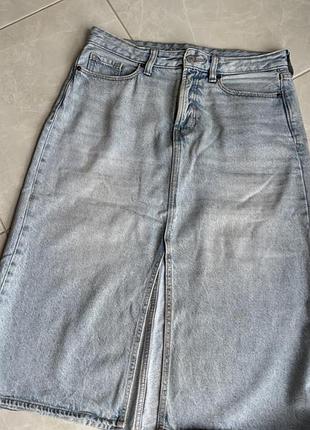 Міді спідниця жіноча h&m джинсова блакитна xl l 42/44