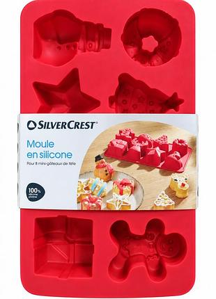 Силиконовая форма silvercrest на 8 праздничных мини-кексов, красная, -40...+250°c