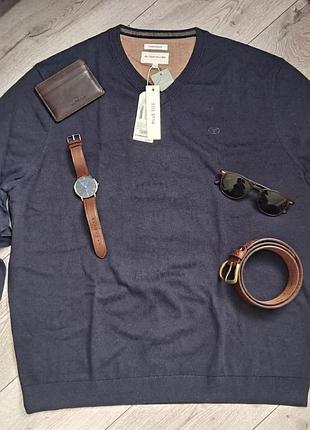 Стильный темно-синий джемпер tom tailor v-neck (оригинал) 2