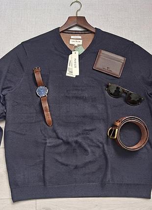 Стильний темно-синій джемпер tom tailor v-neck (оригінал)