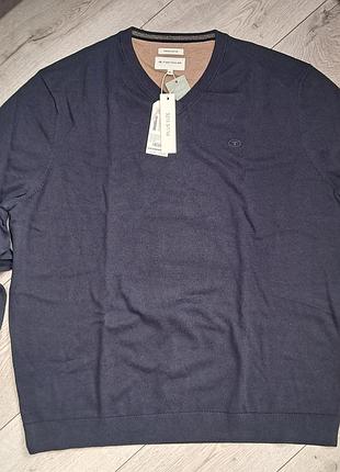 Стильный темно-синий джемпер tom tailor v-neck (оригинал) 3