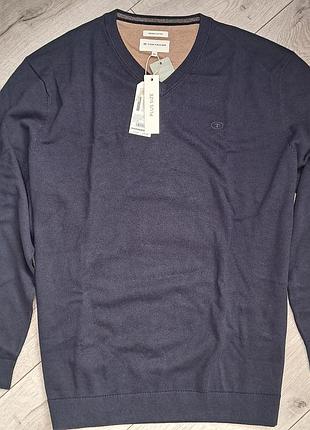 Стильный темно-синий джемпер tom tailor v-neck (оригинал) 4