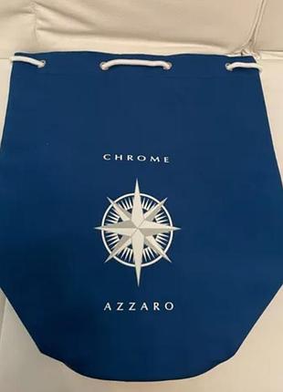 Синій брендований рюкзак-мішок (у морському стилі) бренду azzaro з колекції chrome.