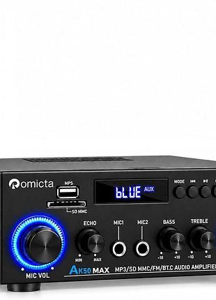 Стереопідсилювач звуку romicta ak50max, 400 вт, домашній 2-канальний підсилювач