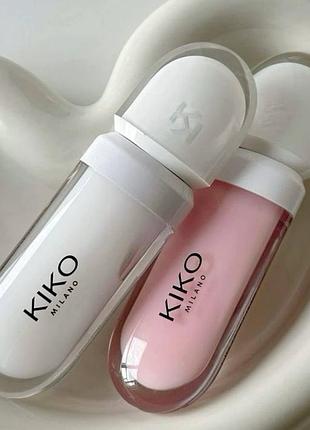 Kiko milano крем-блиск для губ з ефектом збільшення.прозорий і в рожевому кольорах