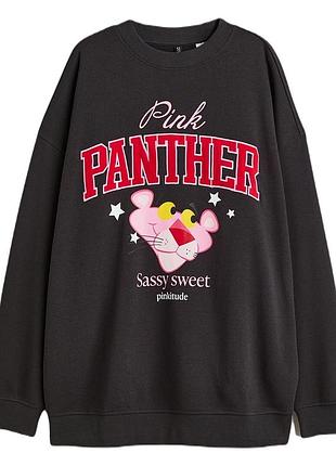 Чорний світшот оверсайз h&m pink panther розмір м