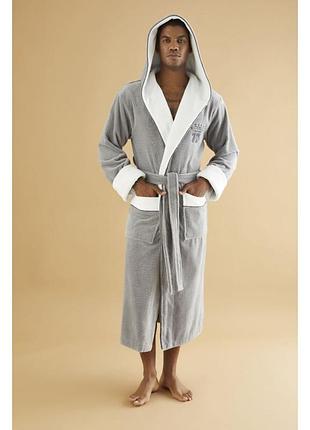 Халат мужской nusa  7245 gri  бамбук/махра:m;xxl;xxxl