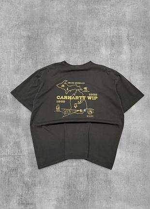 Футболка carhartt wip оригінал графітова літня кофта кархарт оверсайз принт мічиган