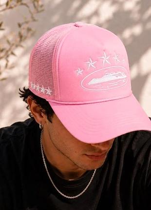 Кепка тракер унисекс бейсболка corteiz 5 starz alcatraz trucker hat pink розовая