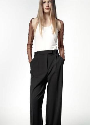 Класичні штани брюки zara xs/s базові чорні штани з високою посадкою
