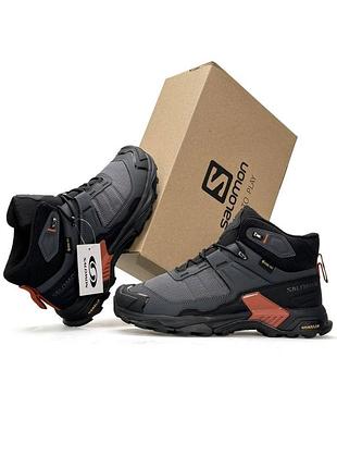 Мужские кроссовки salomon x ultra 4 mid fur grey black orange