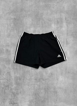 Шорти adidas оригінал чорні спортивні шорти адідас легкі літні бігові три полоски плащові