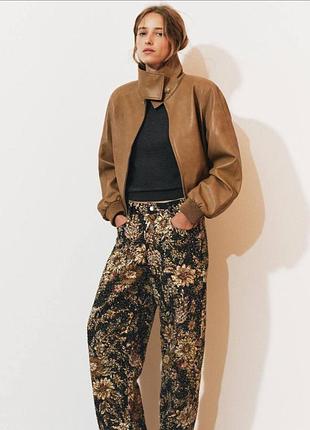Жіноча коротка куртка бомбер з штучної шкіри zara
