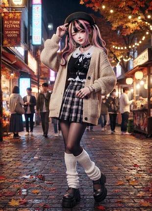 Білі прямі гетри 50 см аніме haradjuku street style 90’