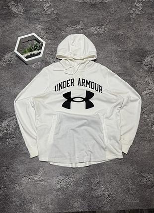 Худі under armour оригінал біле чоловіча кофта з капюшоном андер армор толстовка база