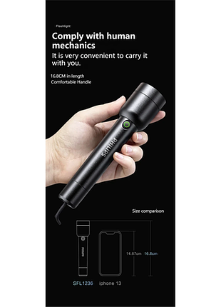 Светодиодный фонарик philips с usb аккумулятором 18650, 4 режима освещения, водонепроницаемый no1236