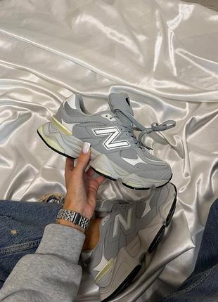 New balance 9060 light grey white leathe, new balance 9060, жіночі кросівки new balance 9060