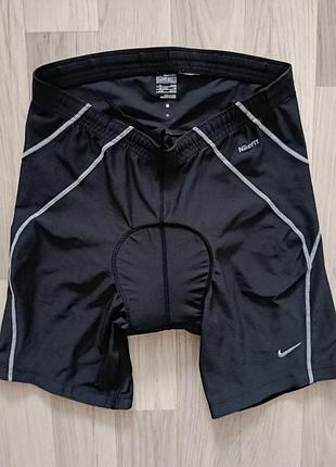 Чорні велосипедні шорти (велошорти) від бренду nike з технологією nikefit та м'якою захисною вставкою («памперсом») для комфорту