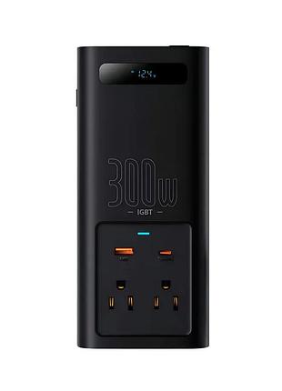 Автомобільний інвертор для електросамокатів baseus igbt power inverter 300w (110v us/jp ) black + перехідник (cgnb010001)