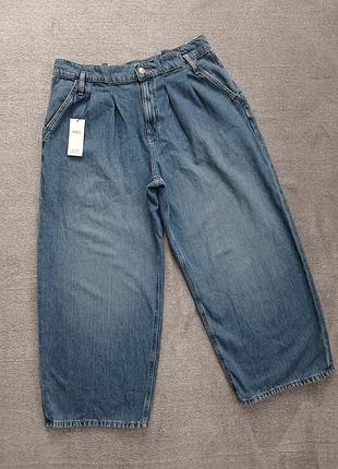 Жіночі широкі джинси marks & spencer р. 14 short wide leg із защипами