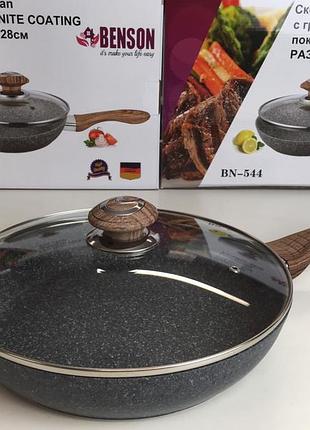Сковородка с крылышкой 28 см гранитное покр. с серым benson bn-544 (6 шт.)