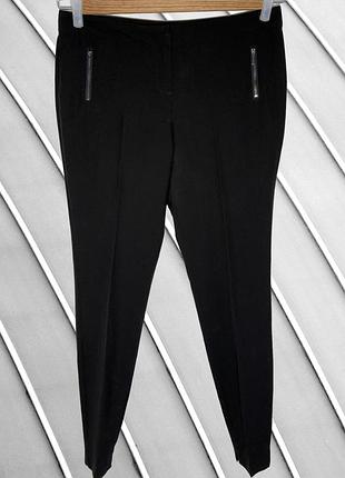 Женские брюки next xl 42 14 48, черные классические slim fit, зауженные, с высокой посадкой и карманами на молниях, насыщенный цвет, осенние повседнев