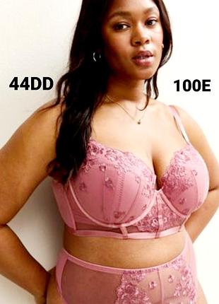 Розкішний рожевий мереживний бюстгальтер бренду new look із лінійки plus size — curves pink floral