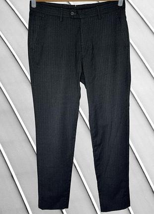 Женские брюки massimo dutti xl 42 14 48, темно-серые прямые шерстяные, 100% шерсть, тонкая полоска, высокая посадка, теплые зимние классические брюки,