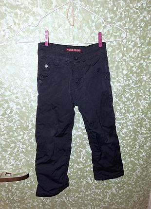 Детские теплые джинсы (флис) yuke jeans черного цвета