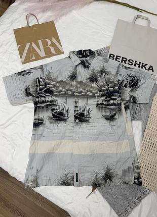 Брендова чоловіча сорочка ben sherman з тропічним пейзажним принтом