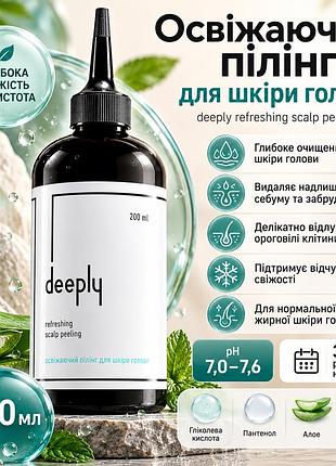 Освежающий пилинг для кожи головы deeply refreshing scalp peeling с гликолевой кислотой, ментолом и пантенолом 200 мл