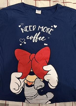 Піжамна футболка disney minnie mouse need more coffee, 100% бавовна, l