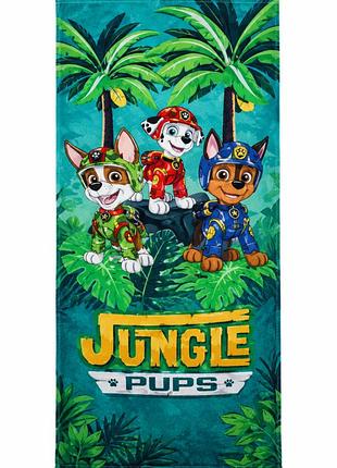 Дитячий пляжний рушник paw patrol «jungle pups» 75×150 см, 100% бавовна, 320 г/м²