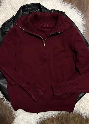 Джемпер светр замок бордо стиль zara